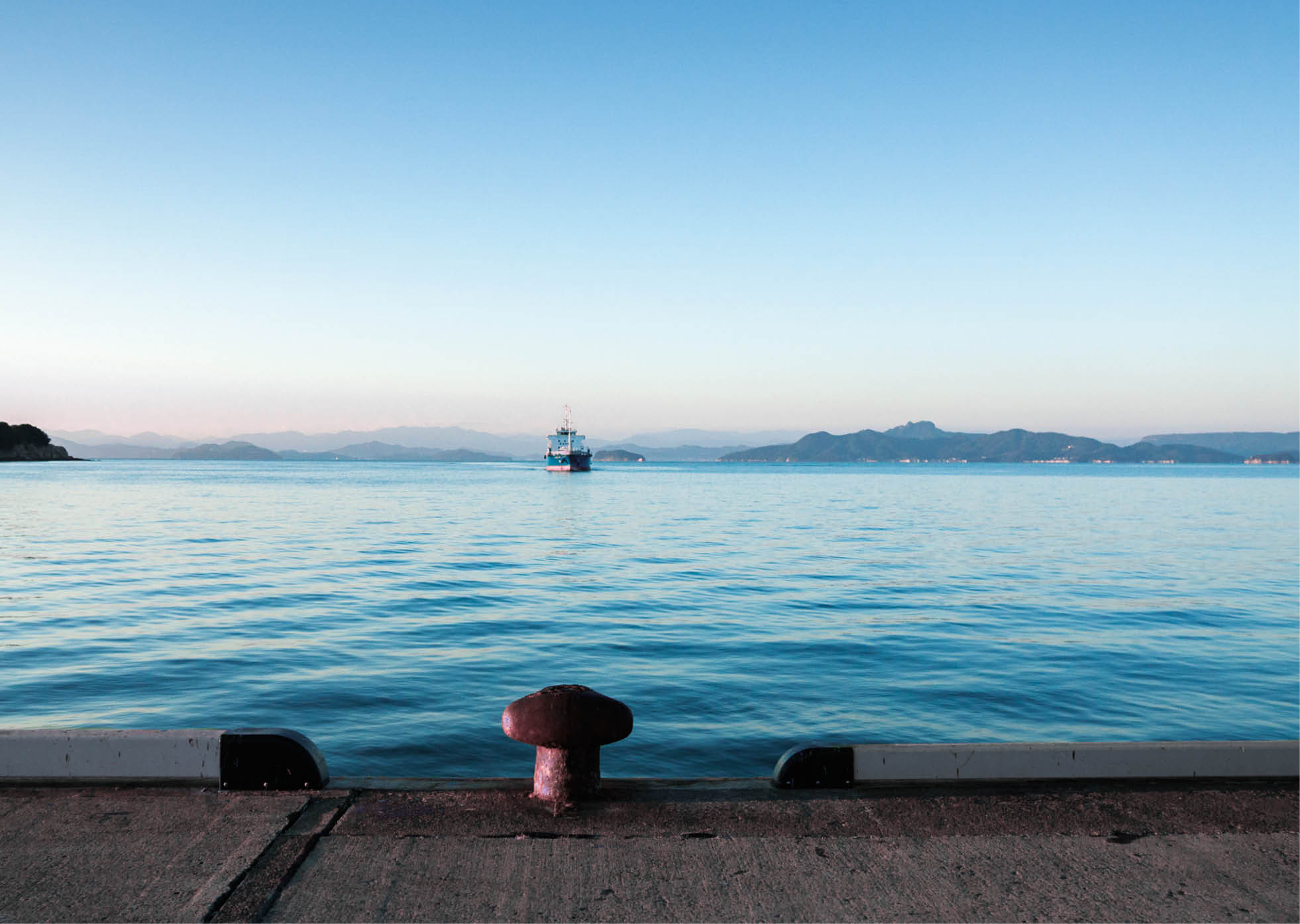 a ship approaching to the pier in Shodoshima